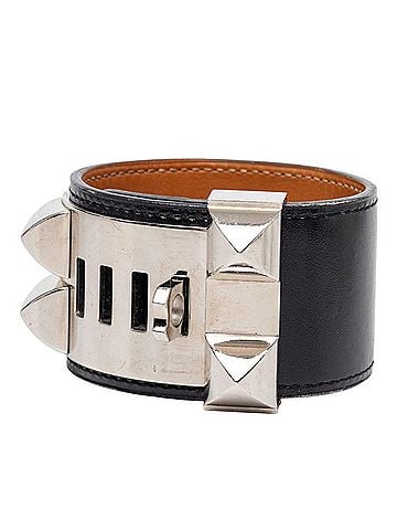 Hermès Hermes Collier de Chien Bracelet, Size S, Black Box Calf Leather, Women's. (view 2)