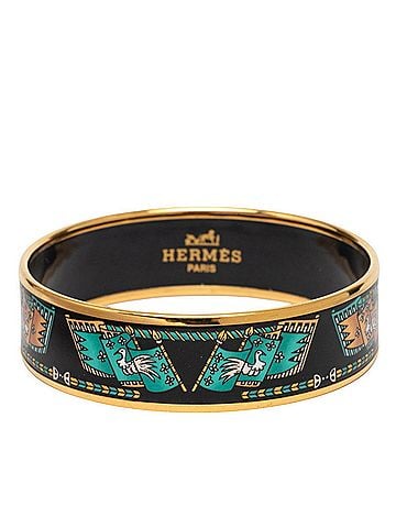 Hermès Hermes Enamel GM Cloisonné Bracelet Bangle Gold Black Plated Women's HERMES (view 1)