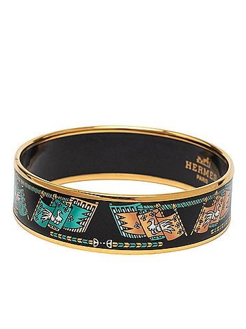 Hermès Hermes Enamel GM Cloisonné Bracelet Bangle Gold Black Plated Women's HERMES (view 2)
