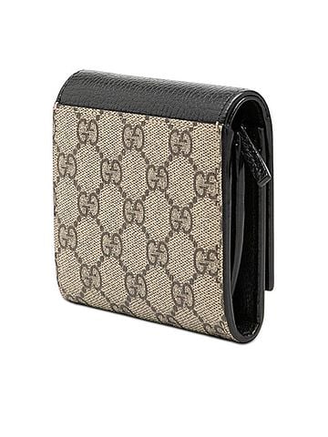Gucci Gucci GG Supreme Marmont Logo L-shaped Zipper Bi-fold Wallet 598587 Beige Black Leather Women's GUCCI (view 2)