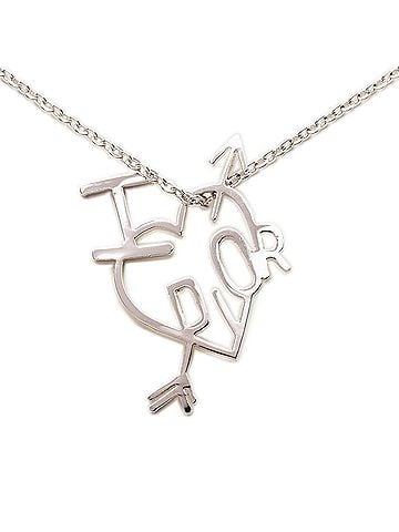 Christian Dior Christian Dior Dior I LOVE DIOR Heart Arrow Chain Pendant Necklace Silver Metal Women's (view 1)