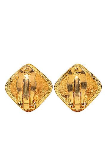 Chanel Chanel Coco Mark Vintage Square Earrings, 29 Stamp, Gold Plated, Women's CHANEL (view 2)