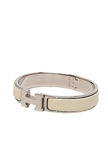 Hermès Hermes Click H PM Enamel Bracelet Bangle Silver White Metal Women's HERMES (view 2)