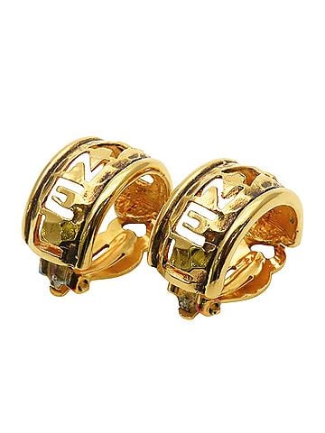 Chanel Chanel Earrings, Open Logo, Half Hoop, Metal, Gold Plated, Women's, CHANEL (view 1)