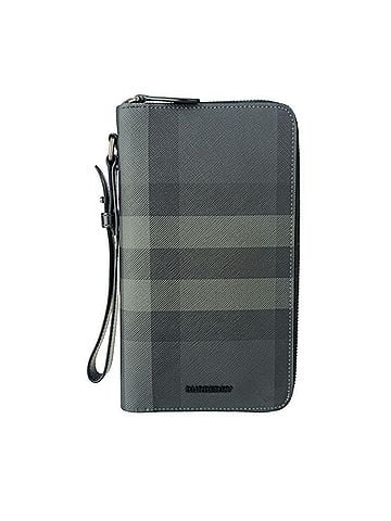 Burberry BURBERRY Burberry Long Wallet CHARCOAL CHECK 8066839 Charcoal Gray Leather Men's Travel Case (view 1)