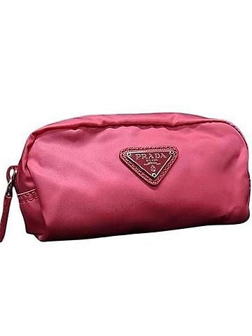 Prada PRADA Triangle Pouch Bag 1N0175 Pink Tessuto Nylon x Saffiano Leather Women's (view 1)