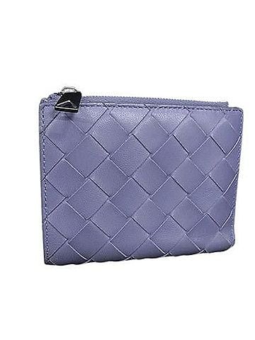 Bottega Veneta BOTTEGA VENETA Bi-fold Wallet Intrecciato 742330 Purple Leather Men's and Women's (view 1)