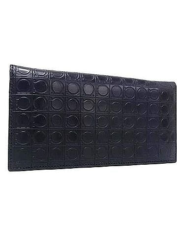 Salvatore Ferragamo SALVATORE FERRAGAMO Ferragamo Long Wallet Gancini IY-66 9413 Black Leather Men's Bi-fold (view 1)