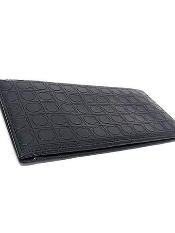 Salvatore Ferragamo SALVATORE FERRAGAMO Ferragamo Long Wallet Gancini IY-66 9413 Black Leather Men's Bi-fold (view 2)
