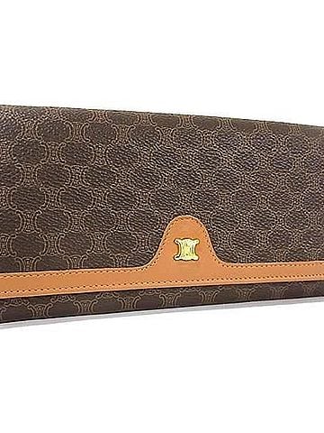Céline CELINE Celine Long Wallet Macadam Pattern M12 Brown x Leather Women's Bi-fold (view 1)