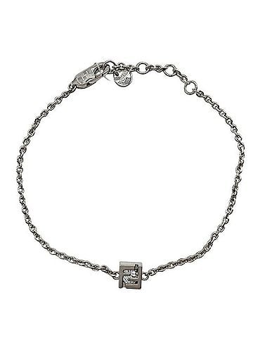 Fendi FENDI bracelet, silver metal, women's, FF, rhinestone. (view 1)