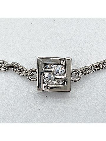 Fendi FENDI bracelet, silver metal, women's, FF, rhinestone. (view 2)