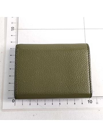 Gucci GUCCI Tri-fold Wallet Compact 736151 Green Leather Men's Women's Embossed Mini (view 2)