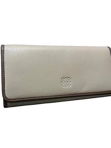 Loewe LOEWE Amazona long wallet, beige leather, women's bi-fold anagram design. (view 1)