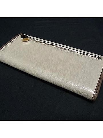 Loewe LOEWE Amazona long wallet, beige leather, women's bi-fold anagram design. (view 2)