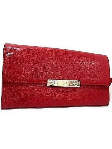 Cartier CARTIER Cartier Love Collection Long Wallet, Red Leather, Women's Bi-fold (view 1)