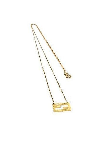 Fendi FENDI necklace, baguette shape, gold metal, women's, FF (view 1)