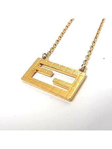 Fendi FENDI necklace, baguette shape, gold metal, women's, FF (view 2)
