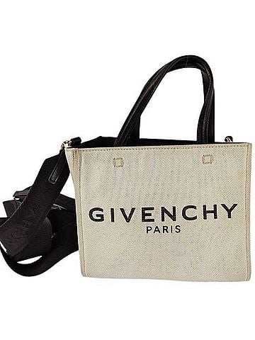 Givenchy GIVENCHY G Tote Mini Handbag, Beige x Black Canvas Leather, Women's Shoulder Bag/Tote Bag (view 1)