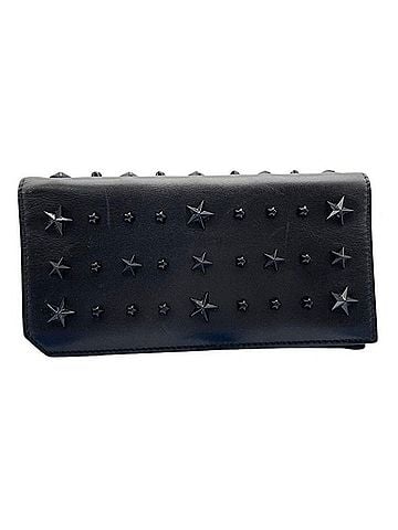 Jimmy Choo JIMMY CHOO Cooper Long Wallet, Black Leather, Men's/Women's, Star Studs, Bi-fold (view 1)