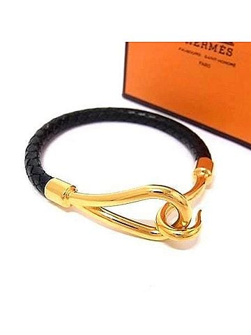 Hermès HERMES Jumbo Bracelet, Black Leather, Women's (view 1)