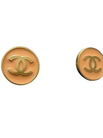 Chanel CHANEL earrings, Coco Mark design, 01P, gold and orange metal, women's clip-on style. (view 1)