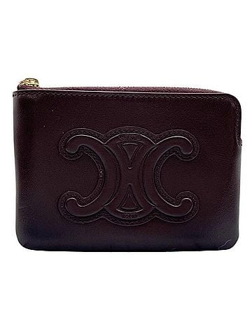 Céline CELINE Celine wallet/coin case Cuile Triomphe coin purse Bordeaux leather women's (view 1)