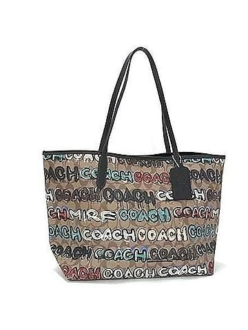 Coach COACH Tote Bag, Mint & Surf Collaboration, CM093, Brown x Multicolor Leather, Women's (view 1)