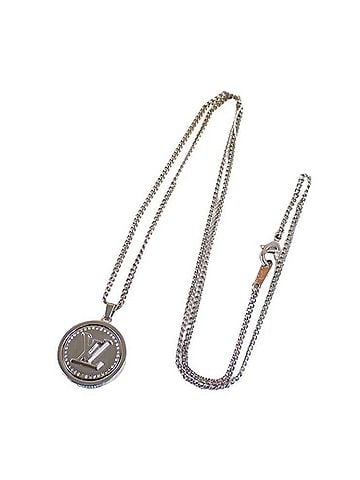 Louis Vuitton LOUIS VUITTON Louis Vuitton Necklace Pendant LV Catch M80184 Silver Gold Metal Men's Women's Rhinestone (view 1)