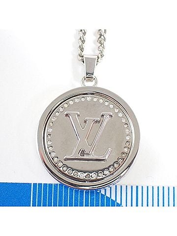 Louis Vuitton LOUIS VUITTON Louis Vuitton Necklace Pendant LV Catch M80184 Silver Gold Metal Men's Women's Rhinestone (view 2)