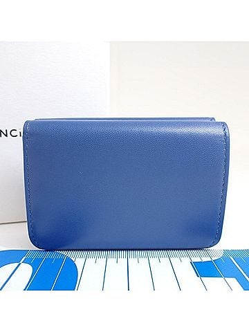 Balenciaga BALENCIAGA Balenciaga Tri-fold Wallet Cash Mini 593813 Blue Leather Men's Women's (view 2)