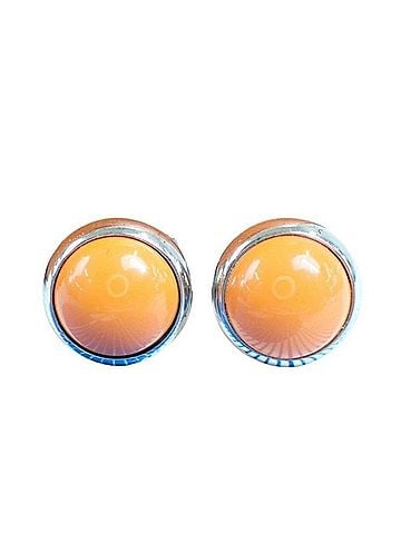 Hermès HERMES Eclipse Earrings, Orange and Silver Metal, Women's (view 1)