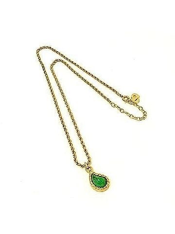 Christian Dior Christian Dior necklace, gold and green metal, women's, with colored gemstones. (view 1)