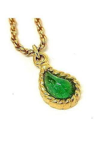 Christian Dior Christian Dior necklace, gold and green metal, women's, with colored gemstones. (view 2)
