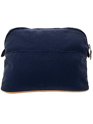 Hermès Hermes Bolide Pouch MM, Cotton Canvas, Navy Blue, HERMES H Embroidery, Travel Pouch, Case, Multi-purpose Men's, Women's, Unisex, TW-16044 (view 2)