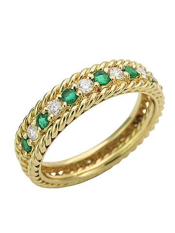 Christian Dior Christian Dior Ring - Twist Rope Design, 18K Yellow Gold, Emerald and Diamond (Green, 12 stones), Women's Jewelry. (view 1)