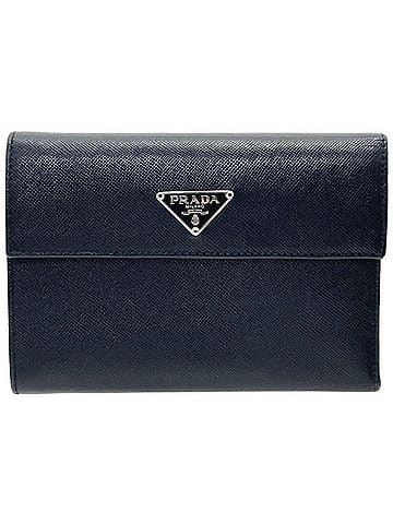 Prada Prada Triangle Tri-fold Wallet, Saffiano Leather, Black, M510A, PRADA Plate, Medium SAFFIANO NERO YY-16549 (view 1)