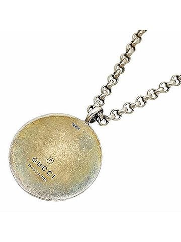Gucci Gucci Necklace, Trademark Embossed Aged Pendant, Ag925 SV 925 Sterling Silver, 310539, GUCCI Script Letter Coin Motif, Round RR-16780 (view 2)