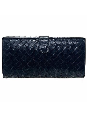 Bottega Veneta Bottega Veneta Flower Motif Intrecciato Continental Leather Black 134075 Mesh Bi-fold Long Wallet for Women HWN-16873 (view 2)
