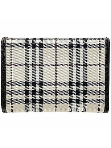 Burberry Burberry trifold wallet with check pattern, made of nylon and leather, in light beige dark brown. Compact for women. HH-16929 (view 2)