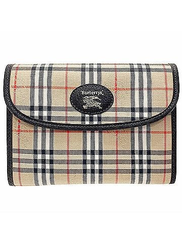Burberry Burberry Pouch, Check Multi-Pouch, Canvas and Leather, Beige Dark Brown, BURBERRY Burberrys, Multi-Case, XW-16885 (view 1)