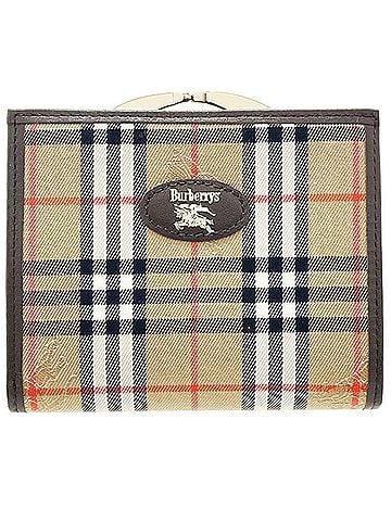 Burberry Burberry of London Check Wallet, Canvas and Leather, Beige Brown, Burberrys Bi-fold Compact, Women's, HH-17508 (view 1)
