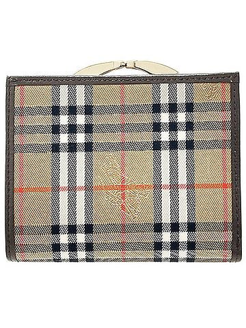 Burberry Burberry of London Check Wallet, Canvas and Leather, Beige Brown, Burberrys Bi-fold Compact, Women's, HH-17508 (view 2)