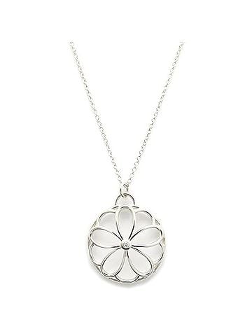 Tiffany & Co. TIFFANY&Co. Tiffany Flower Circle Necklace, 1 Diamond, SV925, Women's /295572 (view 1)