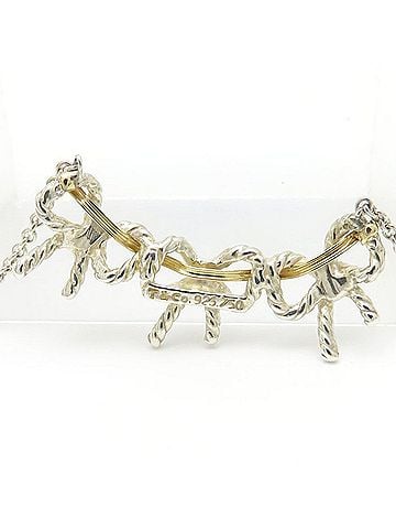 Tiffany & Co. TIFFANY&Co. Tiffany Triple Ribbon Necklace SV925 x 18K Yellow Gold Women's /295570 (view 2)