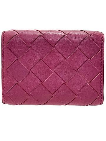 Bottega Veneta Bottega Veneta Intrecciato Tri-fold Wallet, Leather, Wine Red, BOTTEGA VENETA Mesh Double Bi-fold Compact Mini AYM-15789 (view 2)