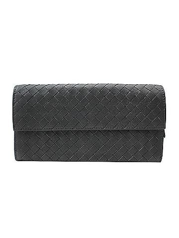 Bottega Veneta Bottega Veneta Charcoal Gray Woven Long Wallet (view 1)