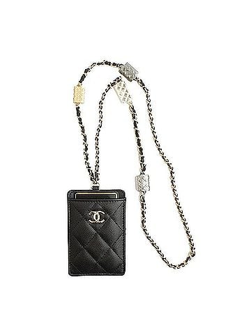 Chanel Black Caviar Card Holder Necklace With Gold Charm Series (view 1)