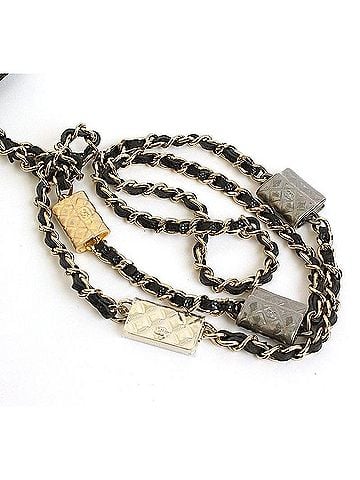 Chanel Black Caviar Card Holder Necklace With Gold Charm Series (view 2)