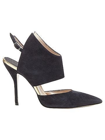 Paul Andrew Paul Andrew black suede pointed winged dorsay pump (view 1)